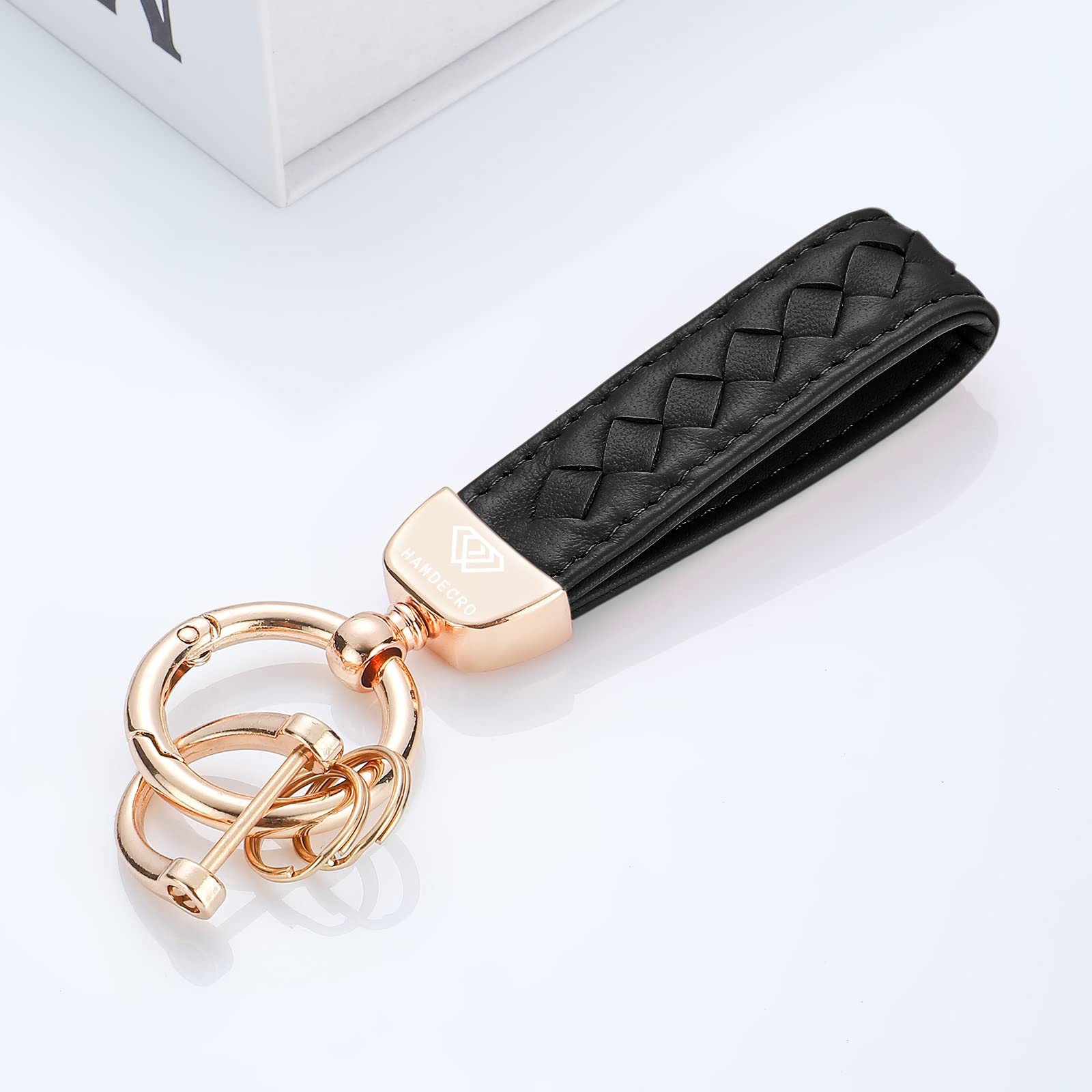 Amazon.com: Hamdecro Genuine Leather Car Keychain, Handmade Knit